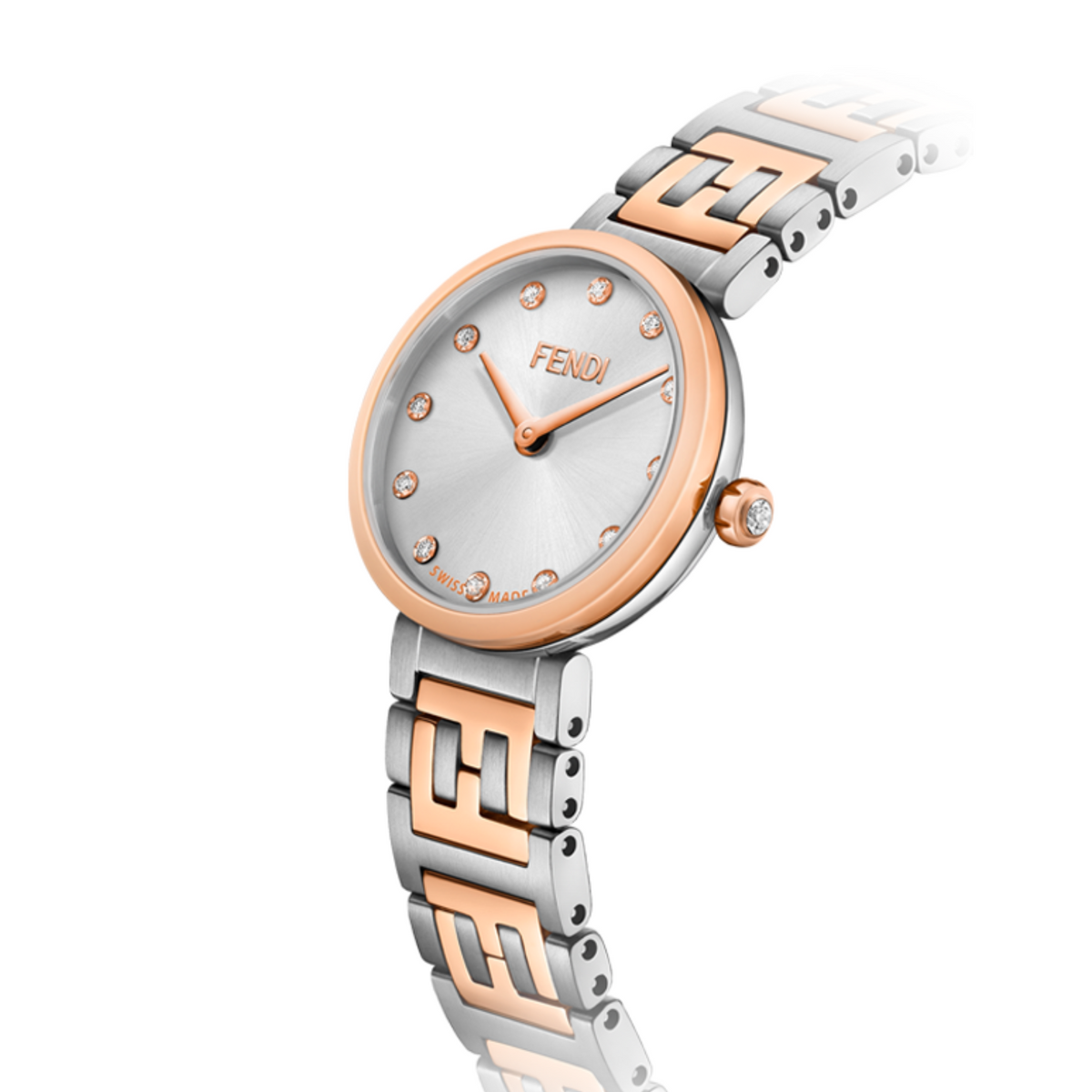 Fendi Rose Gold and Silver Watch I Shine FENDI Forever Fendi 19mm Pink Mother of Pearl Dial Diamond  main image 4