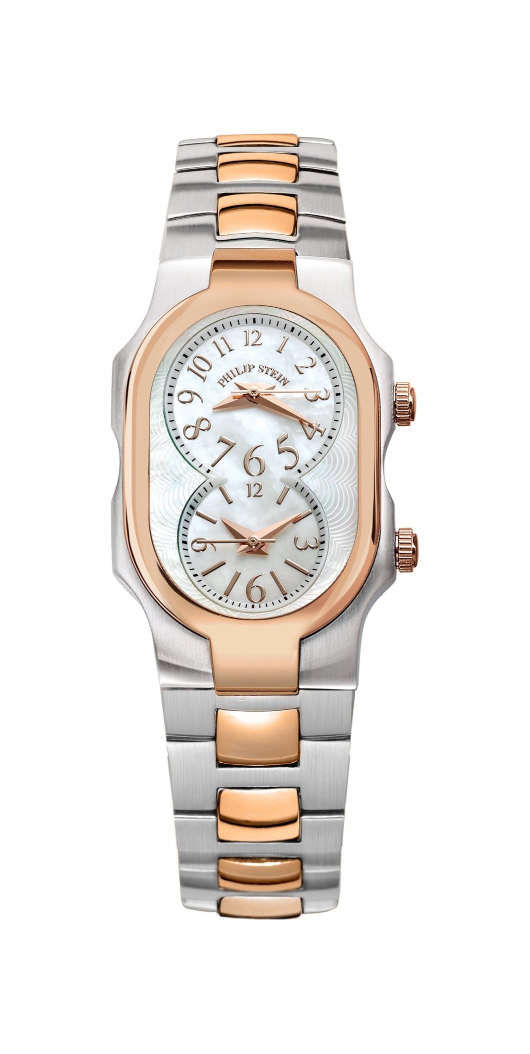 Small Signature Dual Time Zone Two Tone Rose Gold Watch with Bracelet