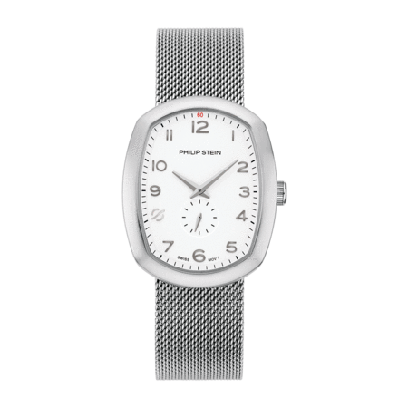 Modern Large Stainless Steel White Dial Watch