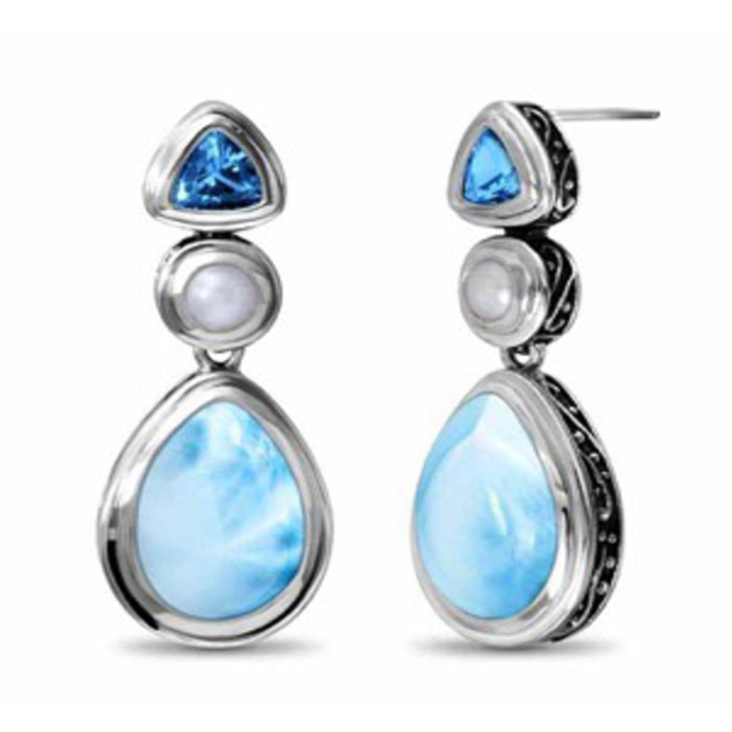 Azure Pearl Larimar Earrings