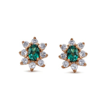 Load image into Gallery viewer, Alexandrite and Diamond Cluster Studs
