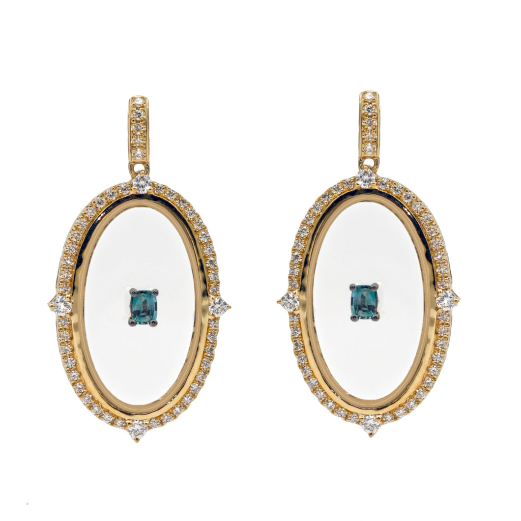 Alexandrite & White Diamonds Earring Set in 18kt Yellow Gold