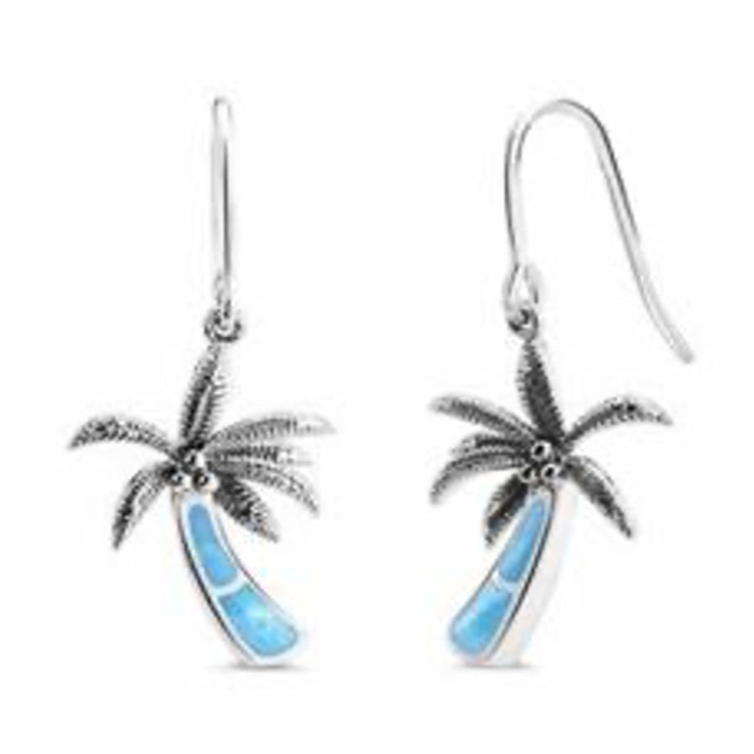 Palm Tree Larimar Earrings