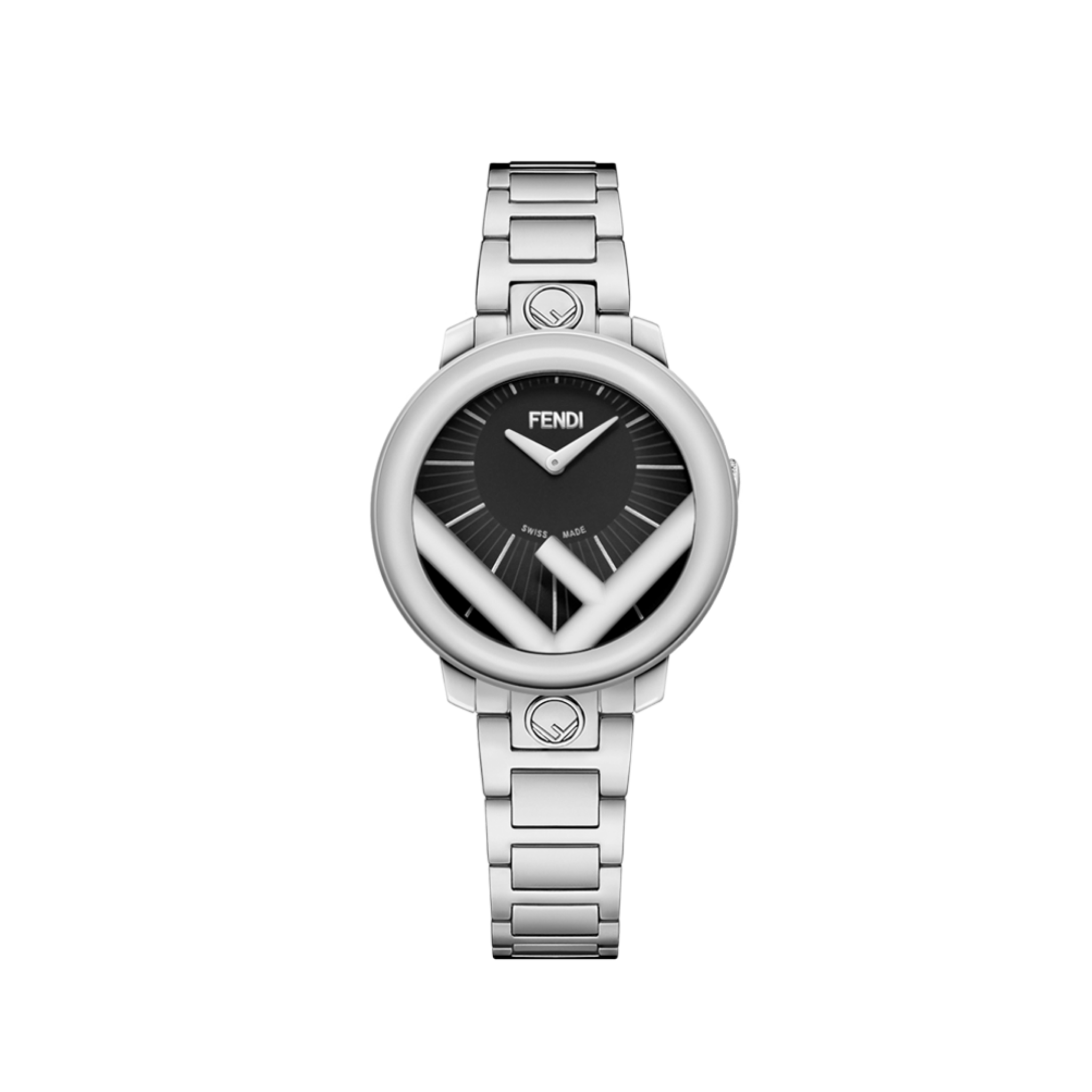 【FENDI】Run Away レザー ウォッチ ブラック文字盤 28mm FENDI Stainless Steel Calfskin 28mm Run Away Quartz Watch
