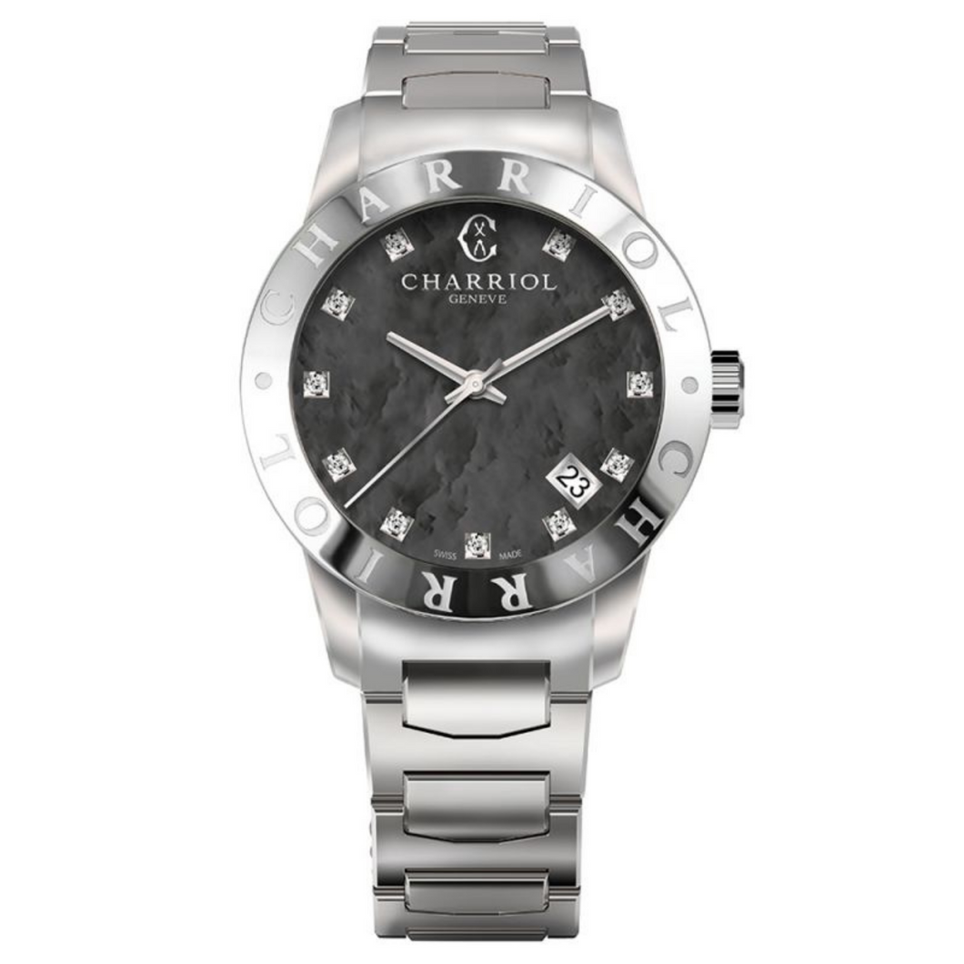 Alexandre C Steel 0.04cts Diamonds 33mm Watch