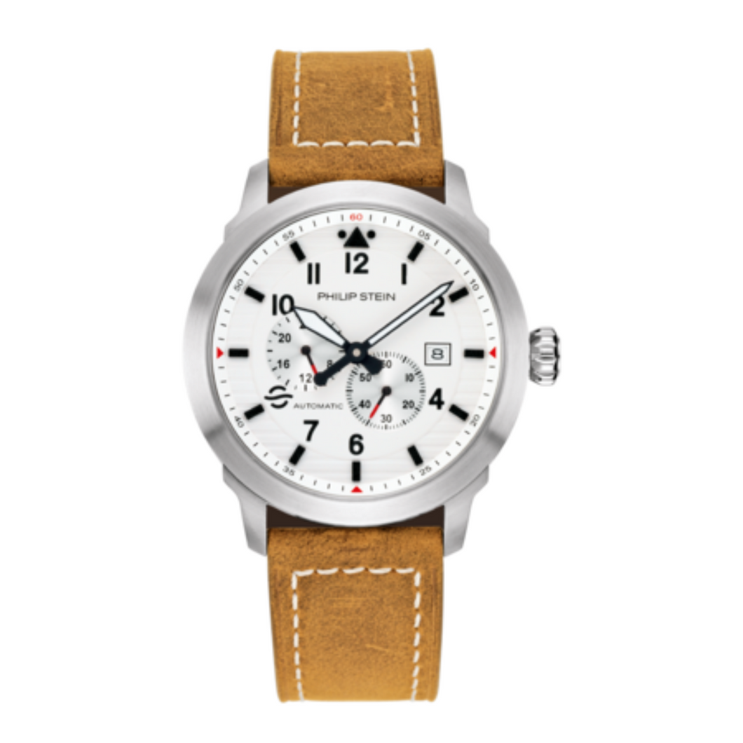 Skyfinder Automatic 43mm White Dial Tan Calf Leather Watch