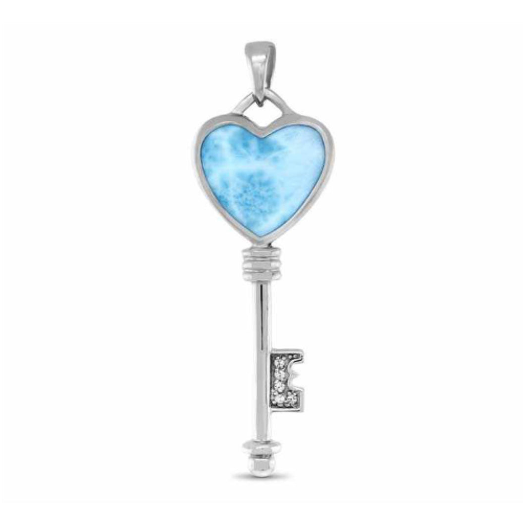 Key Heart Larimar Necklace