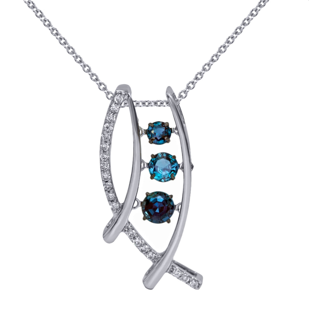 Alexandrite & White Diamonds Pendant Set in 18kt White Gold