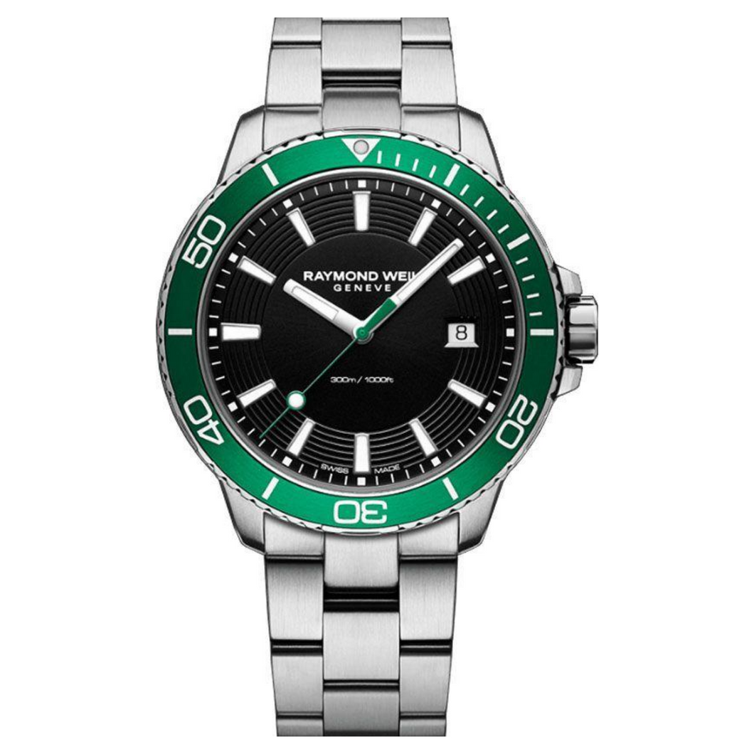 Tango Men's Steel Black and Green Diver Quartz Watch