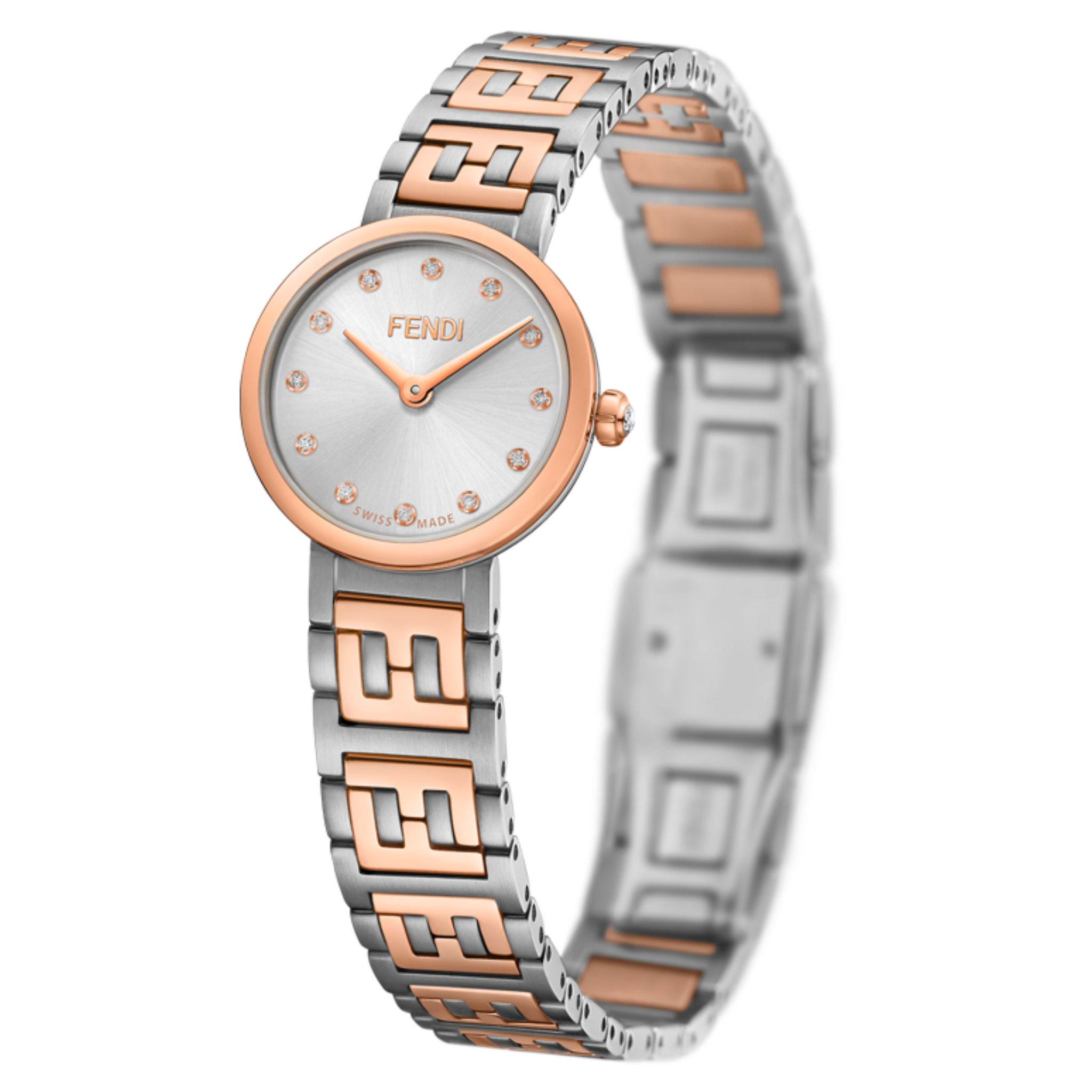 稼働】FENDI ブレスウォッチ ピンクゴールド シルバー レディース 稼働