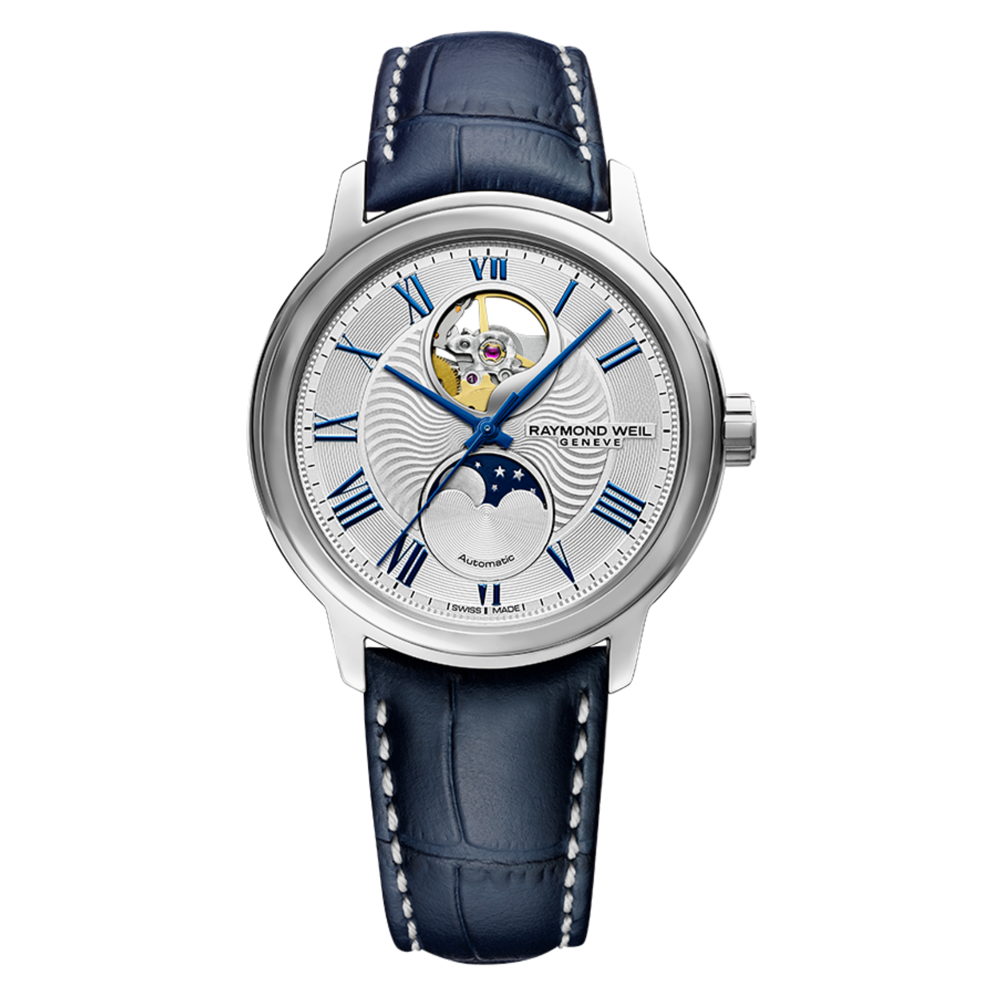 Raymond Weil Maestro Men s Moon Phase Automatic Leather Watch Gold Mine Duty Free