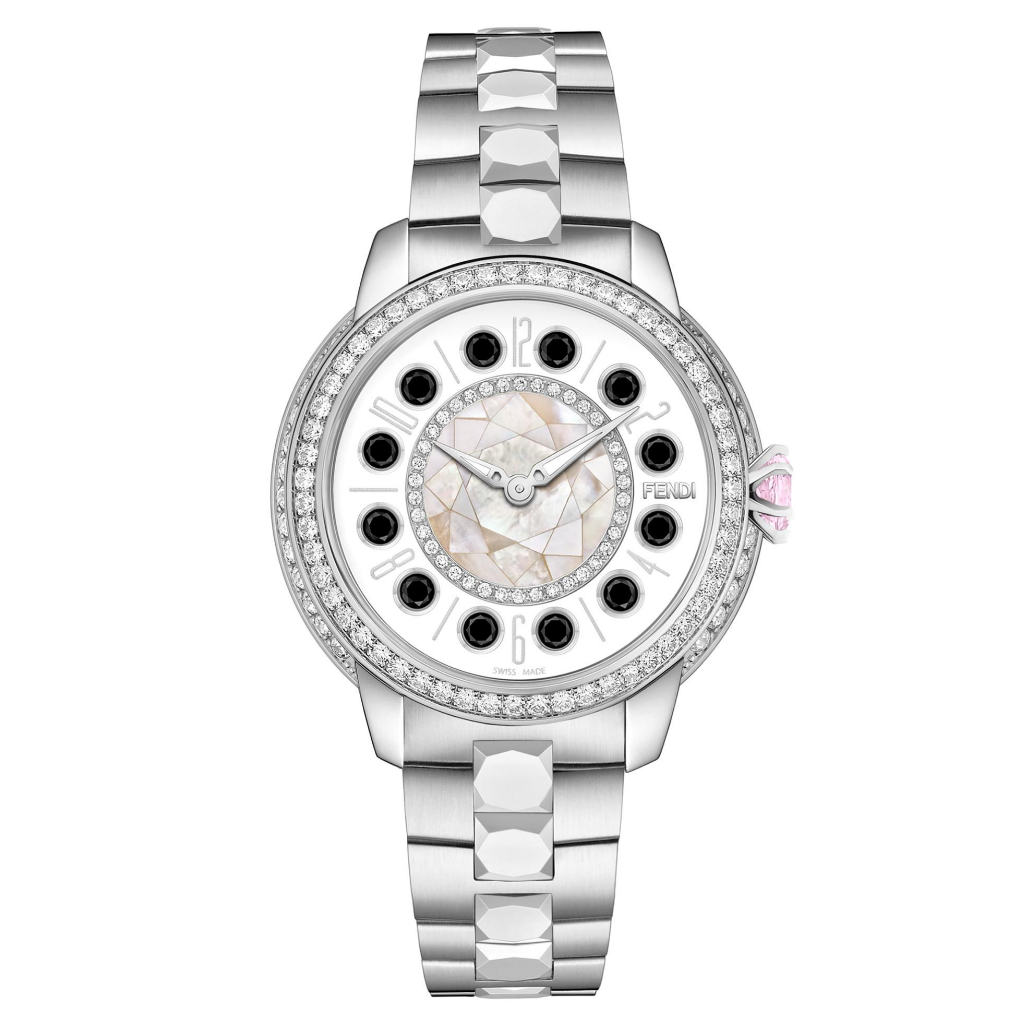 Fendi IShine Triple Diamond Bezel Rotating Gemstones Watch 33mm Gold Mine Duty Free