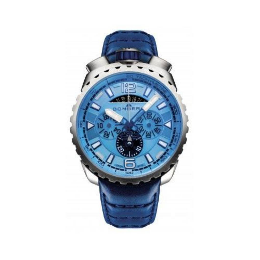 Bolt-68 Steel & Blue Sapphire Watch