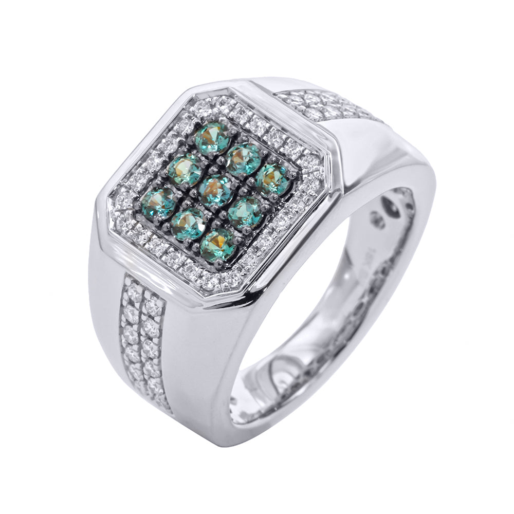 Alexandrite & White Diamonds Ring Set in 18kt White Gold
